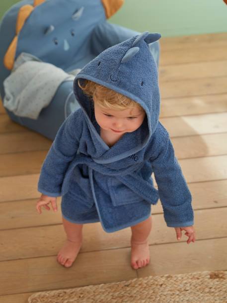 Little Dino Bathrobe for Babies BLUE DARK SOLID - vertbaudet enfant 