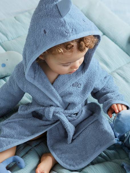 Little Dino Bathrobe for Babies BLUE DARK SOLID - vertbaudet enfant 