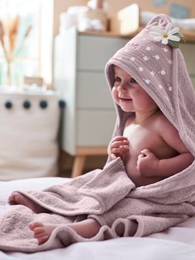 Cape de bain bébé à capuche brodée animaux - rose, Linge de maison et  décoration