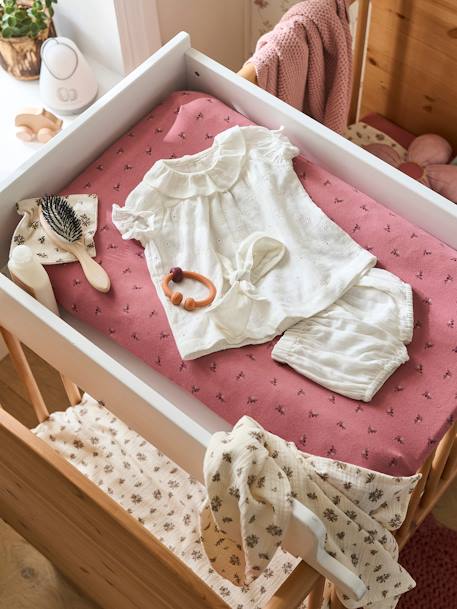 Housse matelas à langer en jersey bois de rose imprimé - vertbaudet enfant 