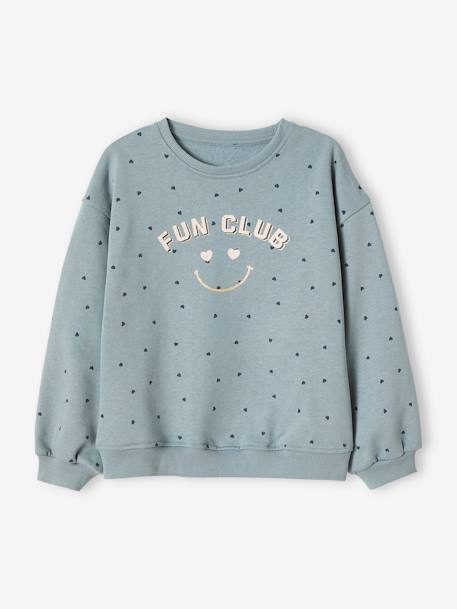 Sweatshirt with Iridescent Motif + Leggings Combo for Girls GREY DARK SOLID+PINK LIGHT SOLID - vertbaudet enfant 