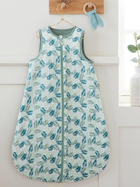 Summer Special Sleeveless Baby Sleep Bag with opening in the middle, Tropical GREEN MEDIUM ALL OVER PRINTED - vertbaudet enfant 