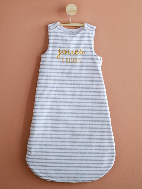 Summer Special Sleeveless Baby Sleep Bag, JOUES A BISOUS Light Grey Stripes - vertbaudet enfant 
