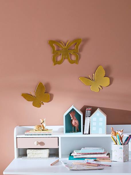 Set of 3 Butterflies in Brass - yellow light solid, Bedding & Decor
