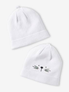 Baby-Accessories-Hats-Pack of 2 Beanies in Cotton for Babies