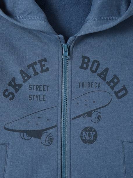 Zipped Jacket with Hood, Skateboard Motif, for Boys BLACK DARK MIXED COLOR+BLUE DARK SOLID WITH DESIGN+grey blue+marl white - vertbaudet enfant 