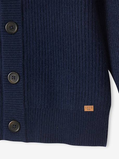 Shimmery Knit Cardigan for Boys BLUE DARK SOLID WITH DESIGN - vertbaudet enfant 
