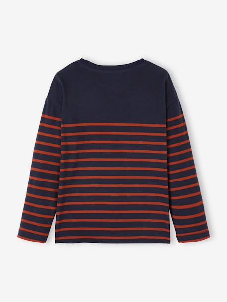 Sailor-Type Jumper with Motif on the Chest for Boys BLUE DARK STRIPED+GREY MEDIUM MIXED COLOR+WHITE LIGHT STRIPED+YELLOW MEDIUM STRIPED - vertbaudet enfant 
