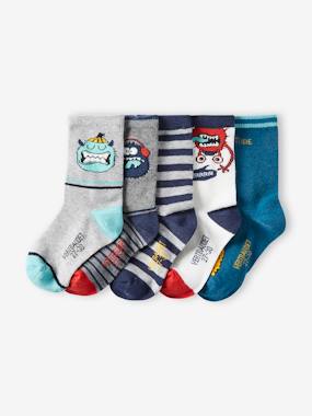 Pack of 5 Pairs of "Monster" Socks for Boys  - vertbaudet enfant