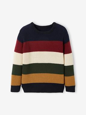 Boys-Cardigans, Jumpers & Sweatshirts-Jumper in Colourful Stripes for Boys