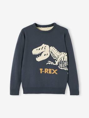 -Jacquard Jumper with Fun Motif for Boys