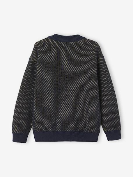 Fancy Knit Cardigan for Boys GREEN DARK SOLID WITH DESIGN - vertbaudet enfant 