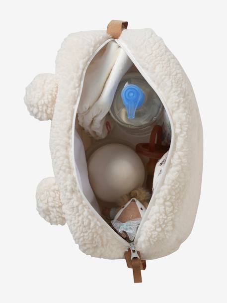 Trousse de toilette en sherpa Ourson PETIT NOMADE ivoire - vertbaudet enfant 