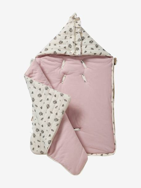 Nid d'ange enveloppant en coton beige imprimé+bleu glacier+bleu grisé+imprimé grenier+vanille - vertbaudet enfant 