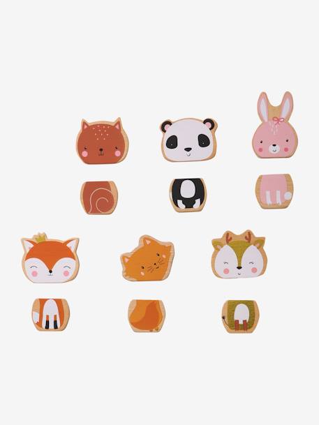Magnetic Animals - FSC® Certified Wood PINK LIGHT SOLID WITH DESIGN - vertbaudet enfant 