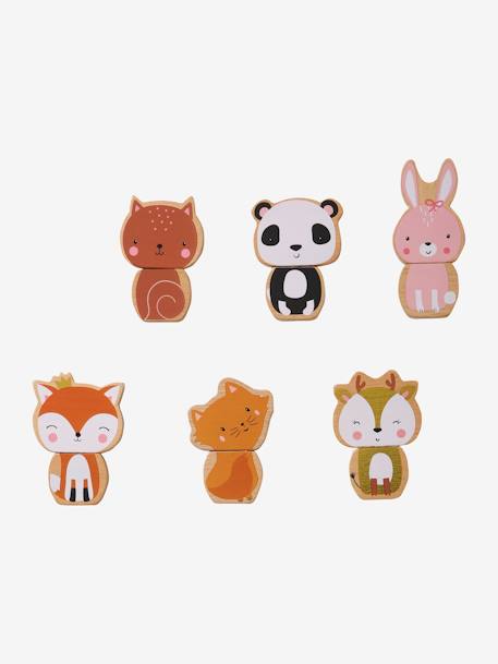 Magnetic Animals - FSC® Certified Wood PINK LIGHT SOLID WITH DESIGN - vertbaudet enfant 