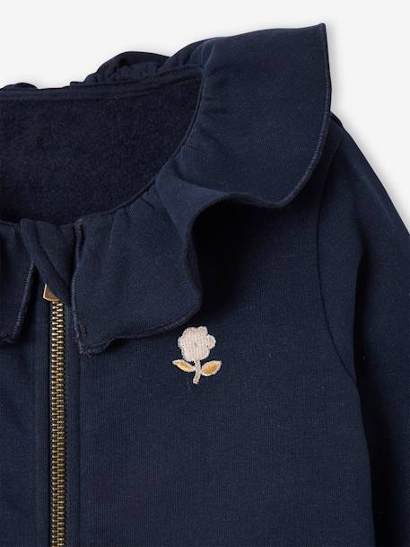 Jacket with Frilled Collar for Girls BLUE DARK SOLID WITH DESIGN+YELLOW DARK SOLID WITH DESIGN - vertbaudet enfant 