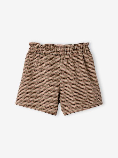 Chequered Shorts for Girls BROWN MEDIUM ALL OVER PRINTED+GREY DARK SOLID - vertbaudet enfant 