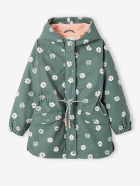 Girls-Coats & Jackets-Hooded Raincoat with Magical Motifs for Girls