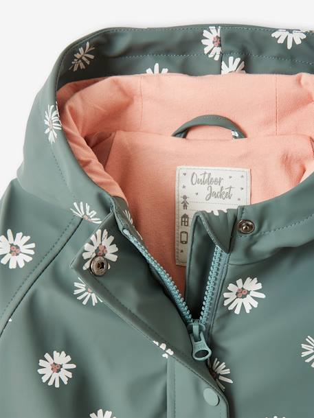 Hooded Raincoat with Magical Motifs for Girls GREEN MEDIUM ALL OVER PRINTED+rose+sky blue - vertbaudet enfant 