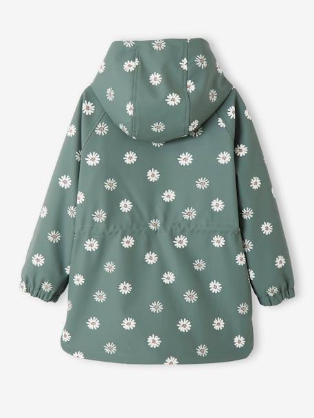 Hooded Raincoat with Magical Motifs for Girls GREEN MEDIUM ALL OVER PRINTED+rose+sky blue - vertbaudet enfant 