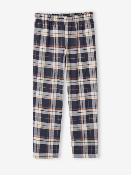 Beaver Pyjamas with Flannel Bottoms for Boys BLUE DARK SOLID WITH DESIGN - vertbaudet enfant 