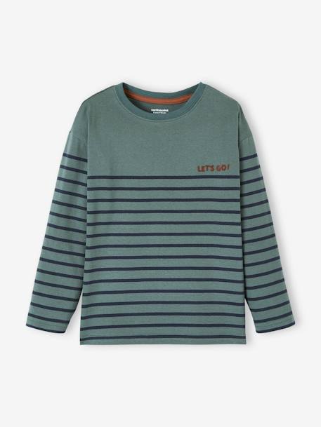 Sailor-Type Jumper with Motif on the Chest for Boys BLUE DARK STRIPED+GREEN MEDIUM STRIPED+GREY MEDIUM MIXED COLOR+WHITE LIGHT STRIPED+YELLOW MEDIUM STRIPED - vertbaudet enfant 