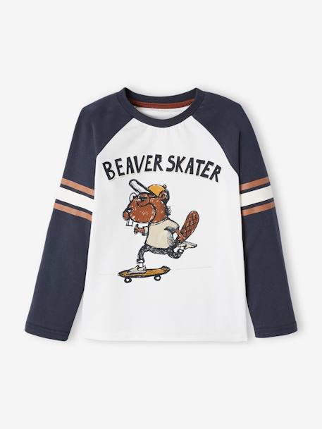 Pyjama castor garçon avec bas en flanelle BLEU FONCE - vertbaudet enfant 