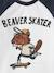 Beaver Pyjamas with Flannel Bottoms for Boys BLUE DARK SOLID WITH DESIGN - vertbaudet enfant 