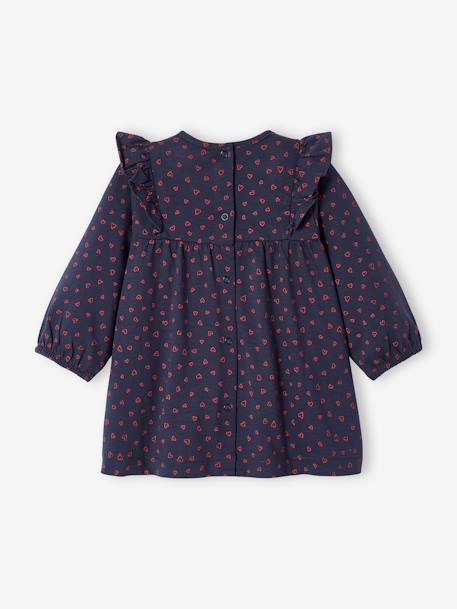 Ruffled Jersey Knit Dress for Babies BLUE DARK ALL OVER PRINTED - vertbaudet enfant 