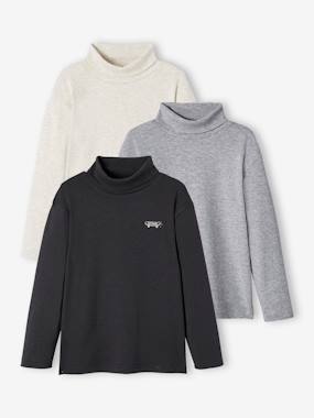 Boys-Tops-Roll Neck T-Shirts-Pack of 3 Polo-Neck Tops