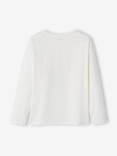 Tee-shirt 'Egérie' détails fantaisie fille manches longues beige poudré+blanc+vieux rose - vertbaudet enfant 