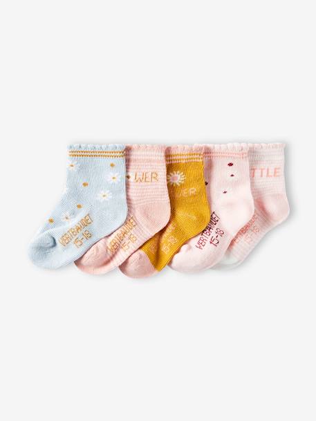 Pack of 5 Pairs of Socks for Baby Girls BEIGE MEDIUM TWO COLORS/MULTIC - vertbaudet enfant 