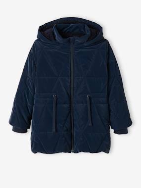 Girls-Coats & Jackets-Padded Jackets-Padded Coat with Hood & Sherpa Lining for Girls