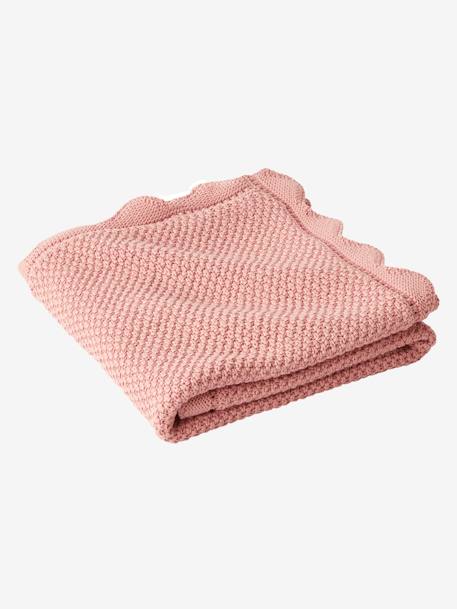 Couverture bébé tricot point de riz en coton bio* rose - vertbaudet enfant 