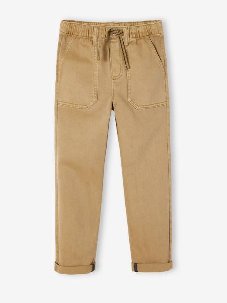 Worker Trousers, Easy to Slip On, for Boys BEIGE MEDIUM SOLID WITH DECOR+grey blue+lichen+night blue - vertbaudet enfant 