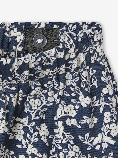 Skirt with Printed Ruffle for Girls BEIGE MEDIUM ALL OVER PRINTED+BLUE DARK ALL OVER PRINTED - vertbaudet enfant 