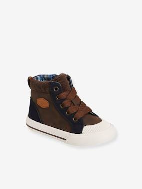 High-Top Trainers with Corduroy Details for Babies  - vertbaudet enfant