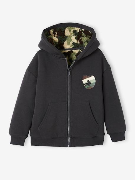 Sweat zippé doublé sherpa camouflage garçon. anthracite - vertbaudet enfant 