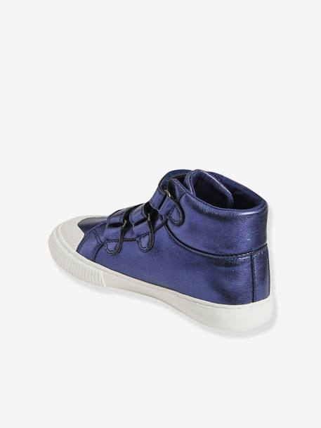 High-Top Trainers with Touch Fasteners for Girls BLUE DARK METALLIZED - vertbaudet enfant 