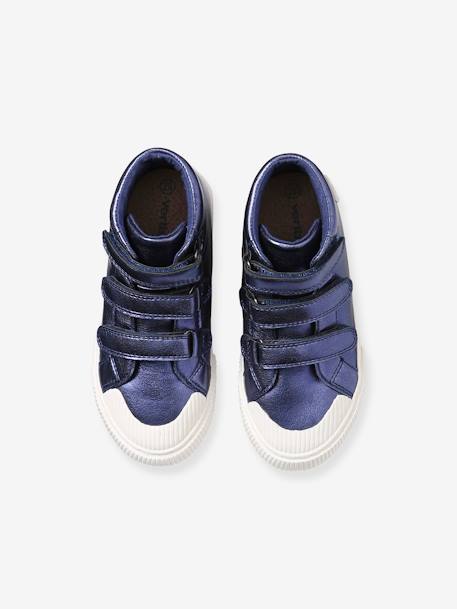 High-Top Trainers with Touch Fasteners for Girls BLUE DARK METALLIZED - vertbaudet enfant 