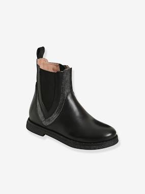 Dual Material Leather Boots for Girls  - vertbaudet enfant