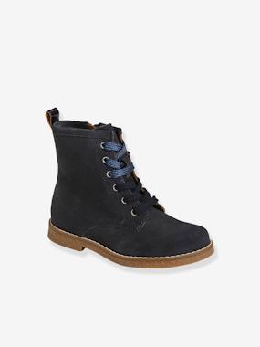 Leather Boots with Laces + Zip, for Girls  - vertbaudet enfant