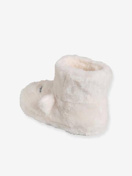 High-Top Unicorn Plush Slippers for Girls WHITE LIGHT SOLID WITH DESIGN - vertbaudet enfant 
