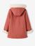 Hooded Woollen Jacket with Recycled Polyester Padding, for Girls PINK MEDIUM SOLID - vertbaudet enfant 