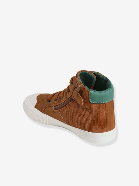 High-Top Trainers with Laces & Zips for Boys BROWN LIGHT SOLID - vertbaudet enfant 