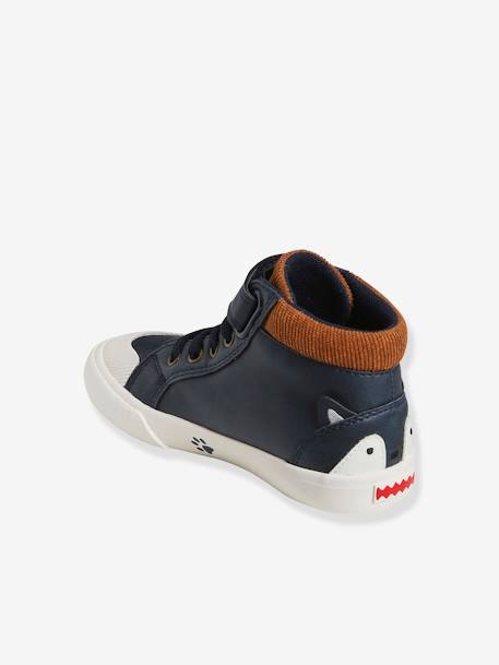 High-Top Trainers for Boys, Designed for Autonomy BLUE DARK SOLID WITH DESIGN - vertbaudet enfant 