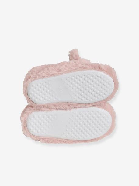 Plush Slippers for Girls PINK LIGHT SOLID WITH DESIGN - vertbaudet enfant 