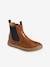 Leather Boots with Zip & Elastic, for Boys BROWN MEDIUM SOLID - vertbaudet enfant 