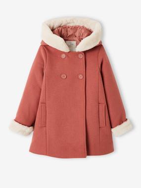 Fille-Manteau, veste-Manteau, parka, blouson-Manteau à capuche en drap de laine fille garnissage en polyester recyclé
